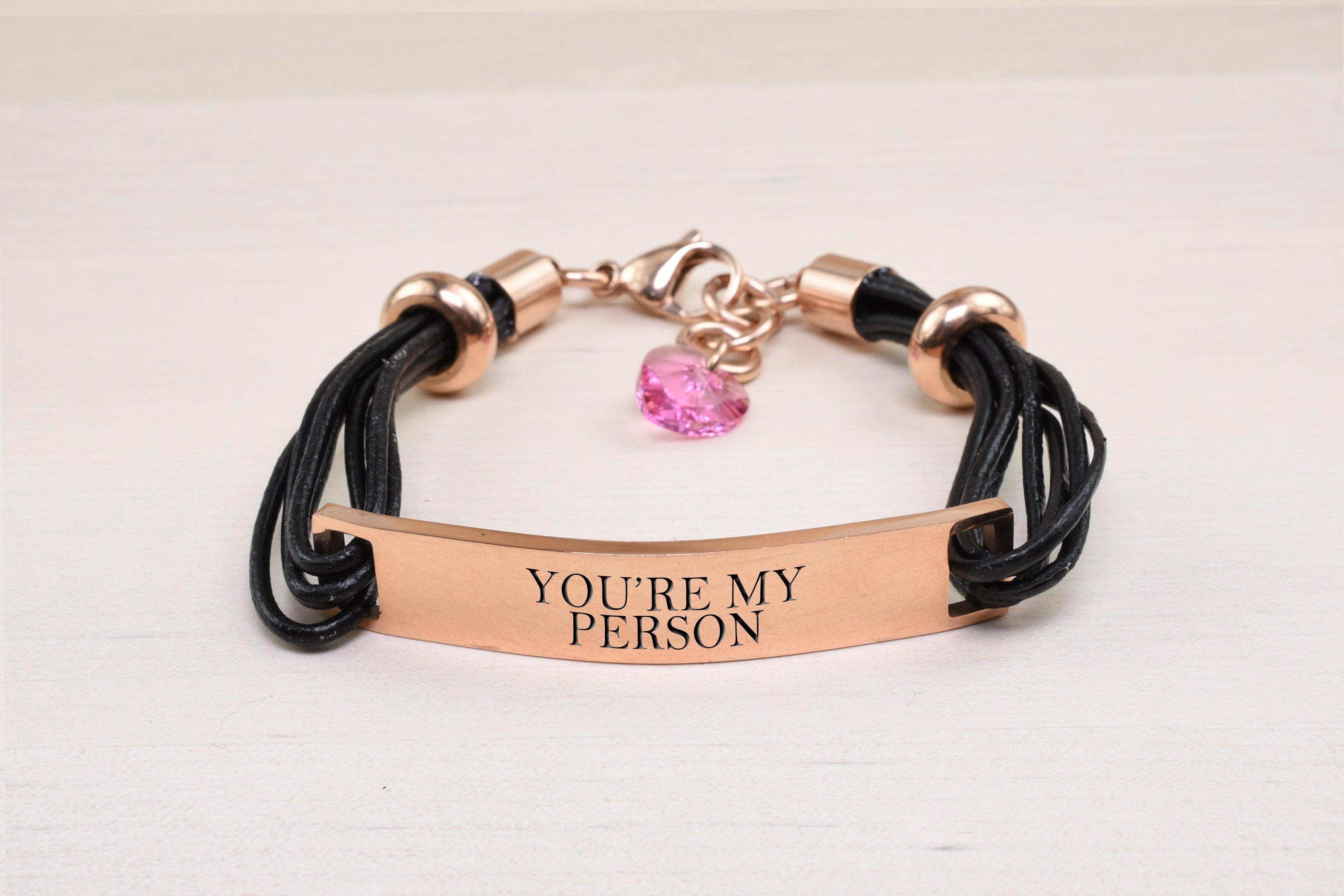 Im Your Person Pink Box Genuine Magnetic Leather Inspirational Bracelet Silver Im Your Person Pink Box Genuine Magnetic Leather Inspirational Bracelet Silver